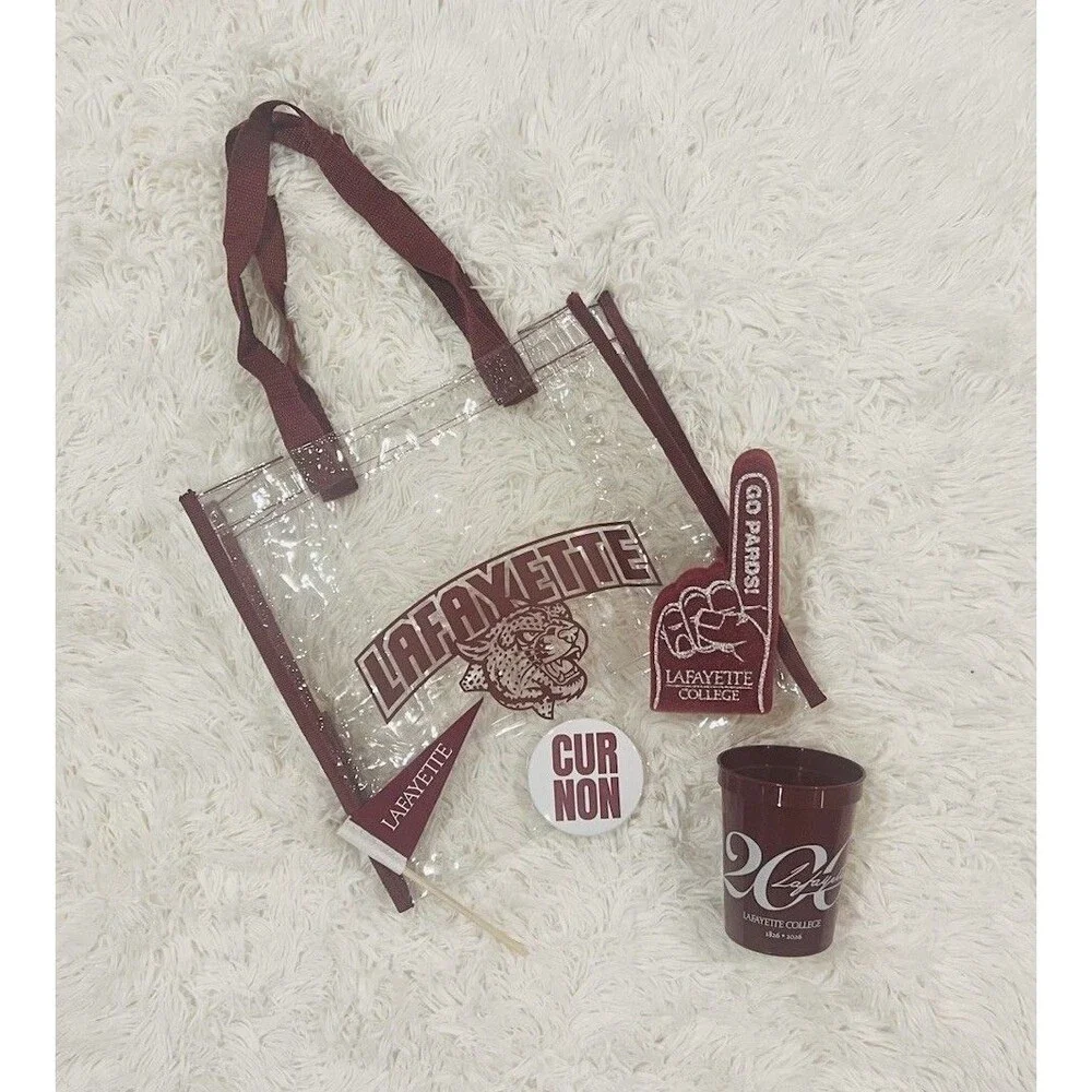 Lafayette College Clear Stadium Bag w/Sports Fan & Spirit Gear (Bed Party Ready)